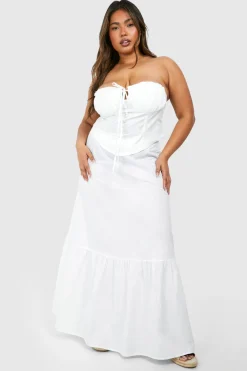 Plus Tie Front Cotton Corset Top