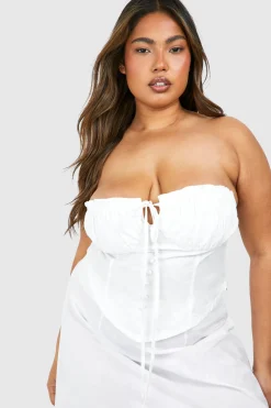 Plus Tie Front Cotton Corset Top
