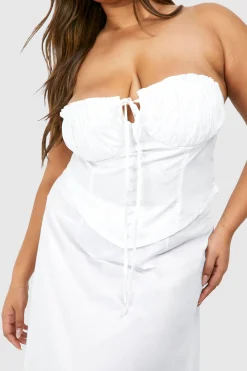 Plus Tie Front Cotton Corset Top