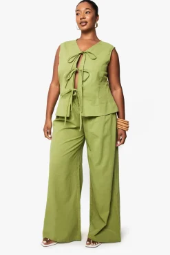 Plus Tie Front Sleeveless Top And Paperbag Trouser Co-ord