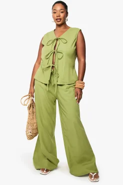 Plus Tie Front Sleeveless Top And Paperbag Trouser Co-ord