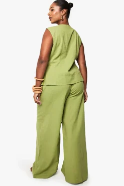 Plus Tie Front Sleeveless Top And Paperbag Trouser Co-ord