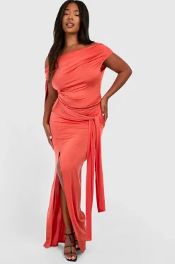 Plus Tie Sleeve Asymmetric Top