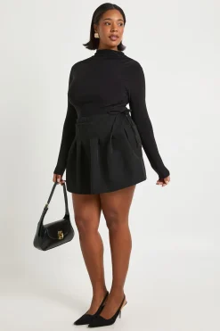 Plus tissé plissé enveloppant skort