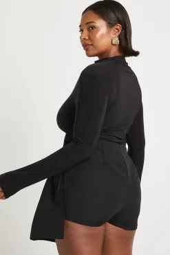 Plus tissé plissé enveloppant skort