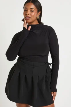 Plus tissé plissé enveloppant skort