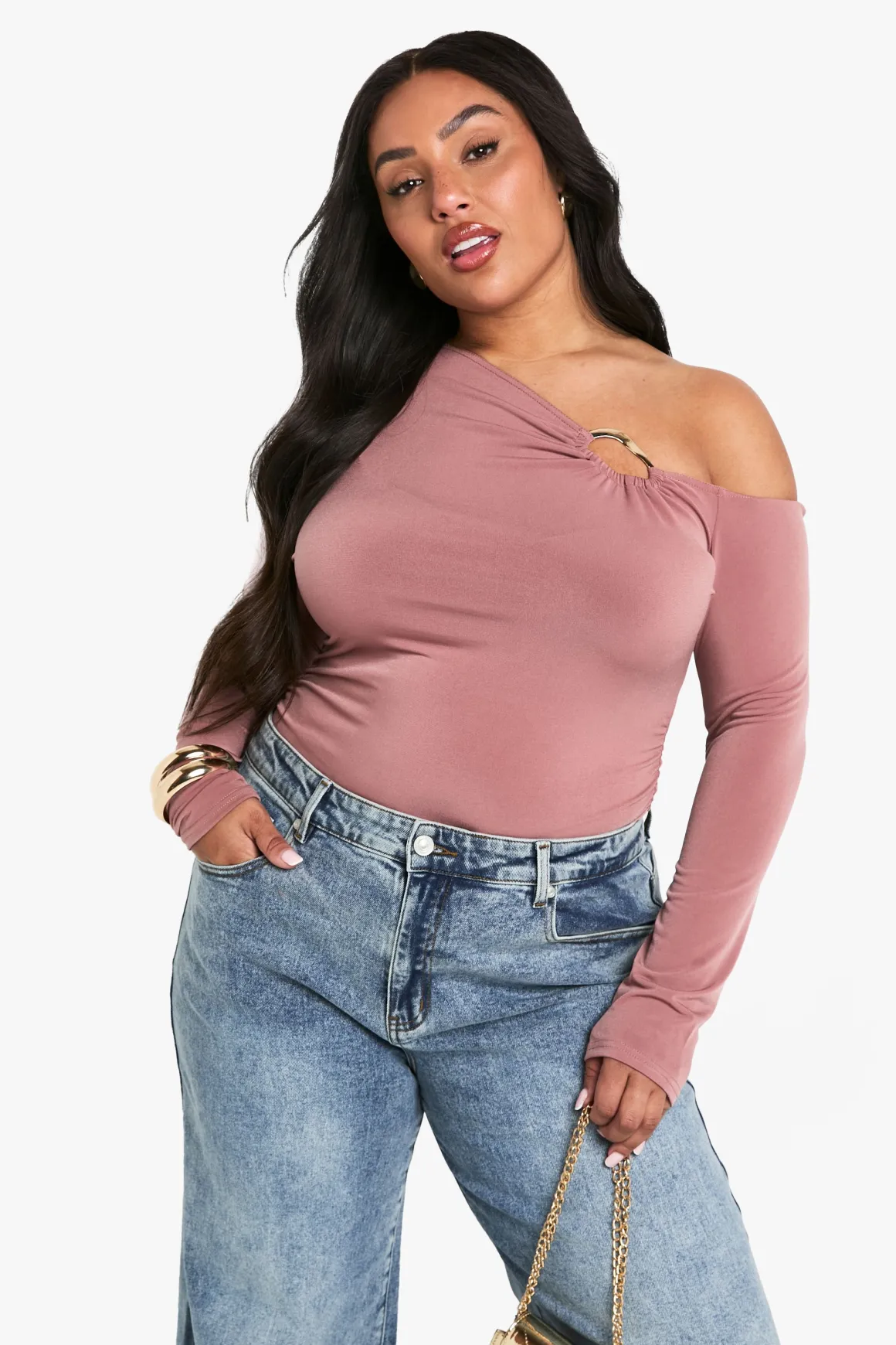 plus top asymétrique à détails ruchés