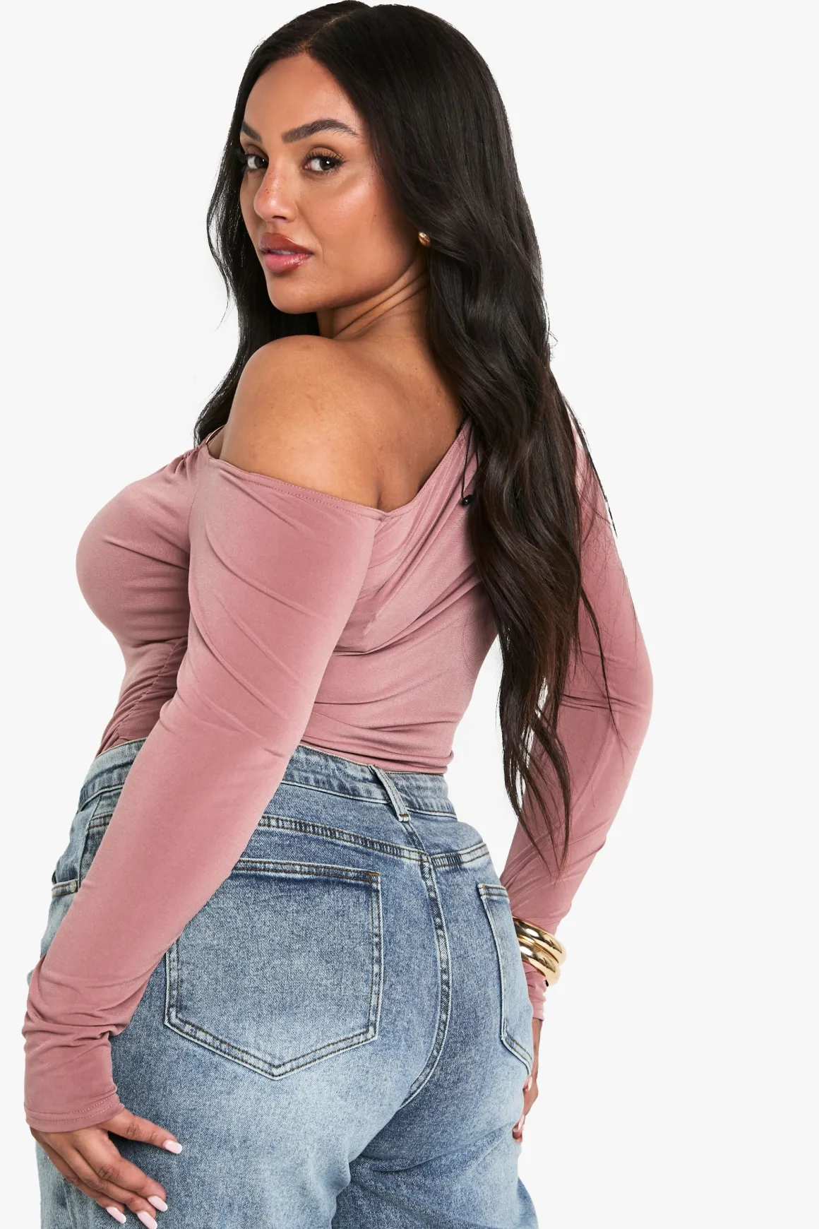 plus top asymétrique à détails ruchés