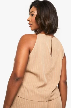 boohoo PLUS TOP CAMI À RAYURES FINES PLUS<Femme Tops