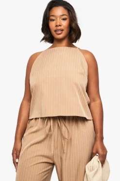 boohoo PLUS TOP CAMI À RAYURES FINES PLUS<Femme Tops