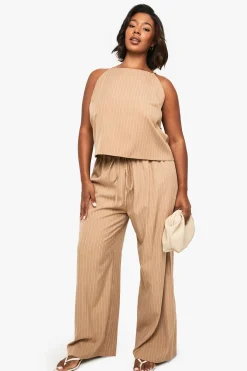 boohoo PLUS TOP CAMI À RAYURES FINES PLUS<Femme Tops
