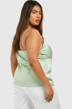 Plus Top Cami Taille Plus avec Détails Découpés et Fronces
