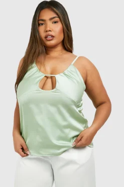 Plus Top Cami Taille Plus avec Détails Découpés et Fronces