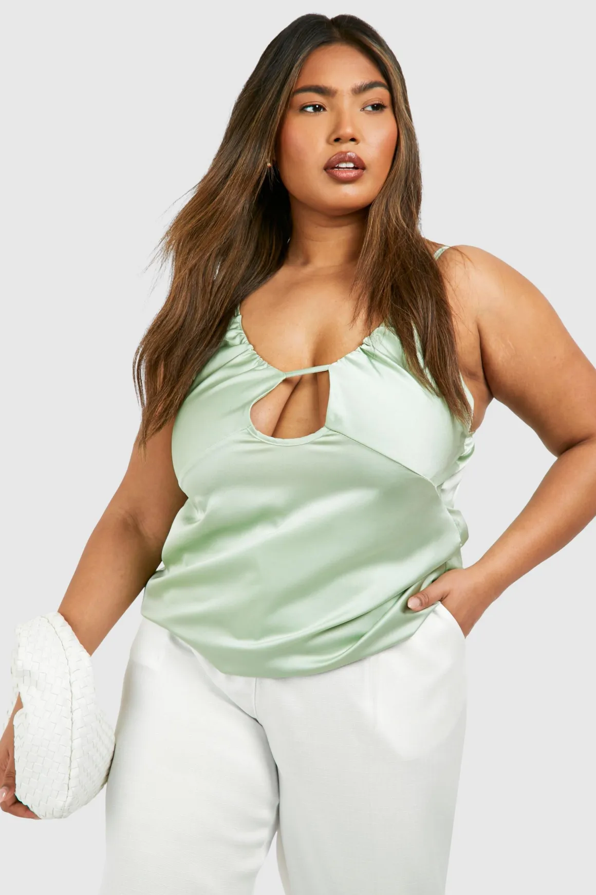 Plus Top Cami Taille Plus avec Détails Découpés et Fronces