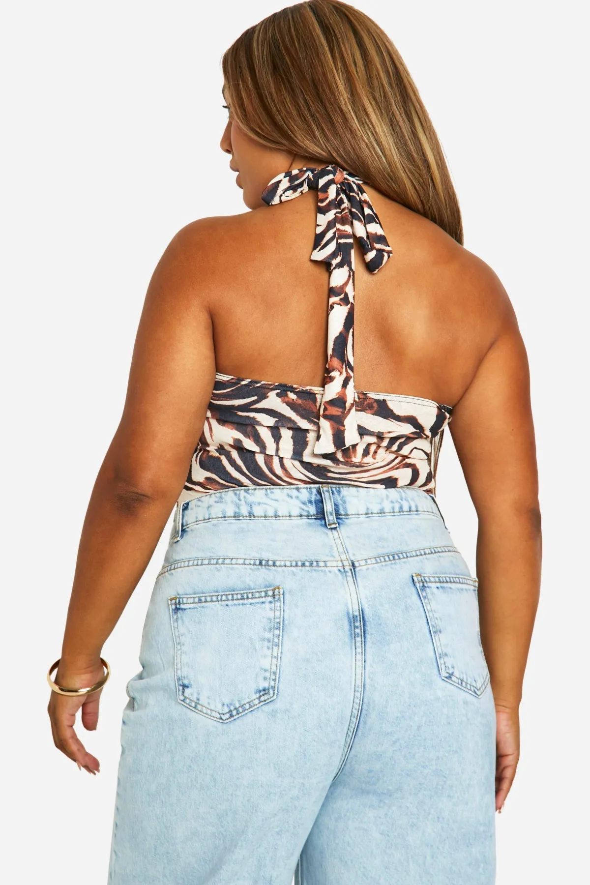 boohoo Plus Top Plongeant "Animal Print Onion Skin" Plus<Femme Tops