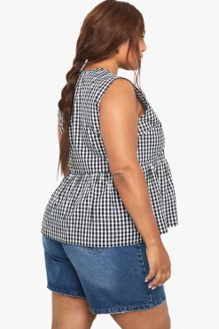 PLUS TOP SMOCK EN GINGHAM À NOEUD LATÉRAL