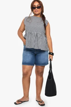 PLUS TOP SMOCK EN GINGHAM À NOEUD LATÉRAL
