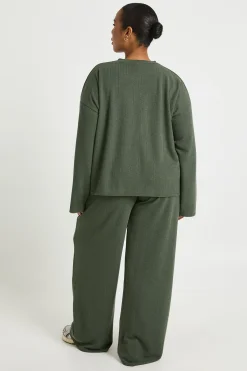 boohoo Plus T-shirt à manches longues & pantalon à jambes larges ensemble coordonné<Femme Ensembles
