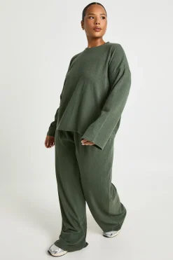 boohoo Plus T-shirt à manches longues & pantalon à jambes larges ensemble coordonné<Femme Ensembles