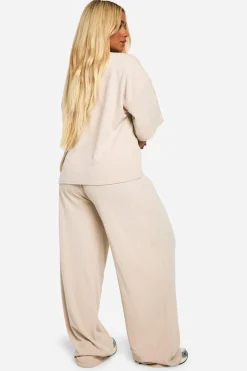 Plus T-shirt & Pantalon à jambes larges Ensemble coordonné