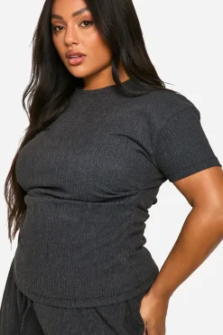PLUS T-SHIRT TEXTURÉ À PLIAGES LATÉRAUX