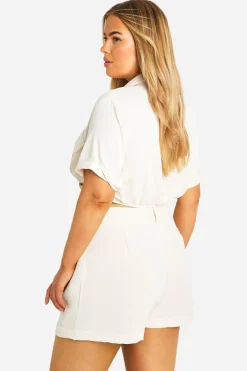 boohoo Plus Twist Front Short Sleeve Shirt Co-ord<Femme Ensembles