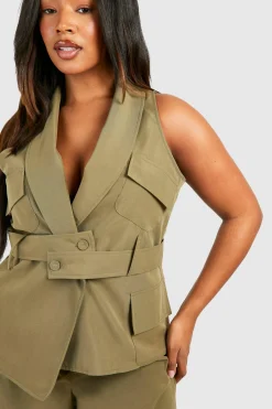 Plus Utility Belted Waistcoat