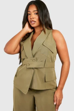 Plus Utility Belted Waistcoat