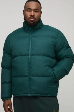 Plus Veste doudoune à col entonnoir Regular Fit en kaki