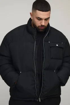 Plus Veste doudoune en nylon à coupe régulière pour charpentier, col entonnoir