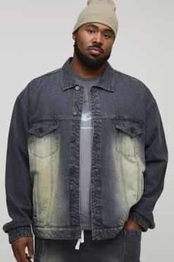 Plus Veste en denim oversize, boxy, lavée et teintée Plus