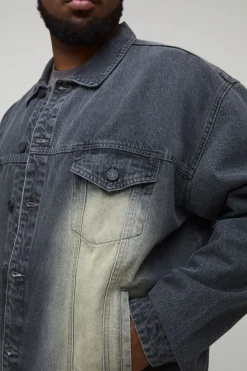 Plus Veste en denim oversize, boxy, lavée et teintée Plus