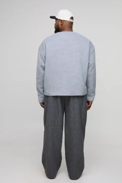 Plus Veste Intelligente Boxy en Laine Sans Col