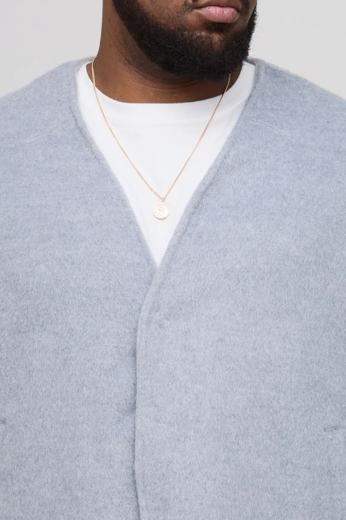 Plus Veste Intelligente Boxy en Laine Sans Col