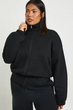 Plus Veste à ourlet à boutons et col cheminée