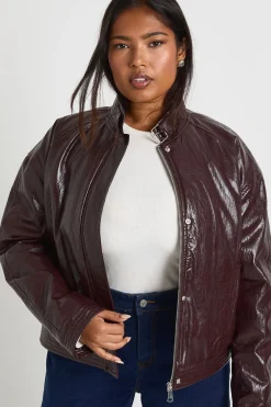 boohoo Plus Veste oversize en synthétique<Femme Perfectos|Vestes & Manteaux