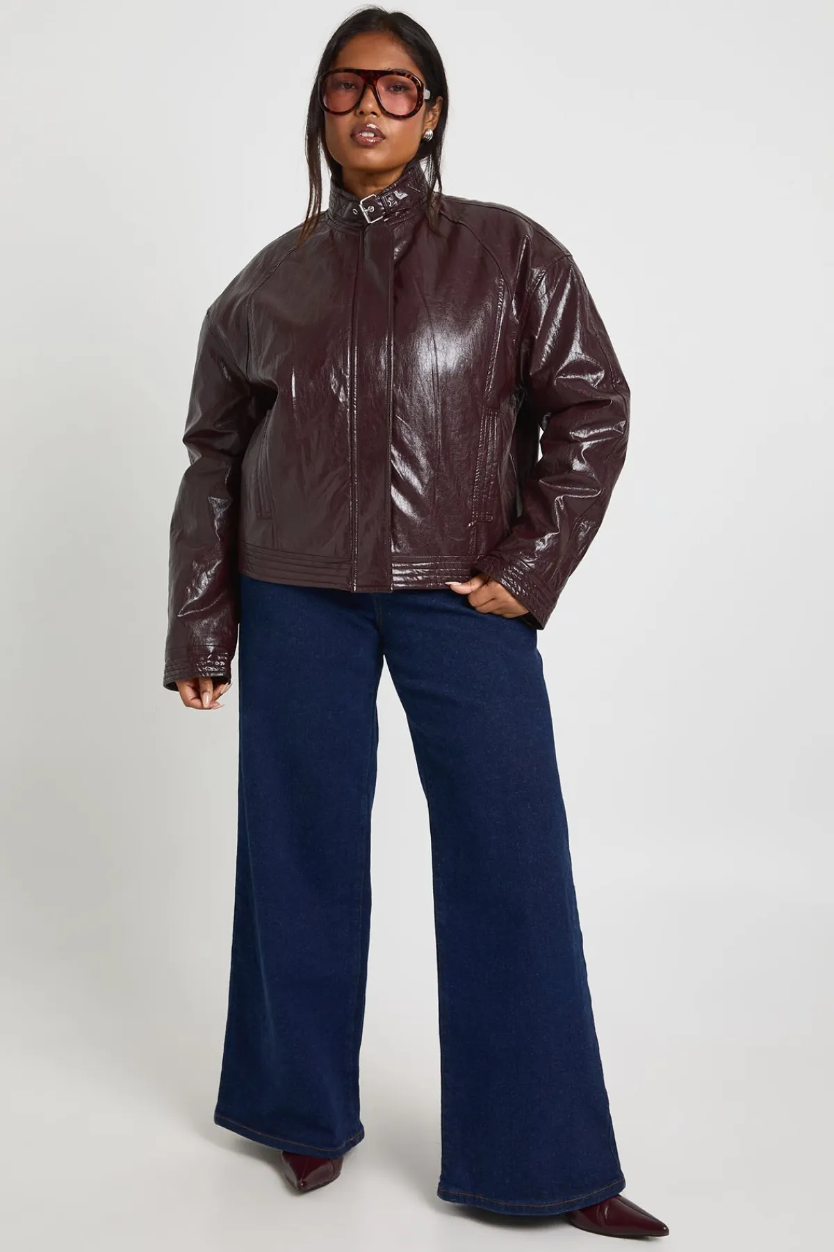 boohoo Plus Veste oversize en synthétique<Femme Perfectos|Vestes & Manteaux