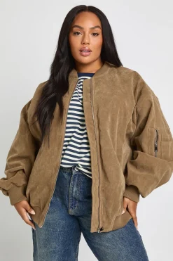 Plus Vintage Suede Look Oversized Bomber Jacket