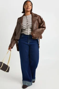 Plus Vintage Veste de Motard Crop en synthétique