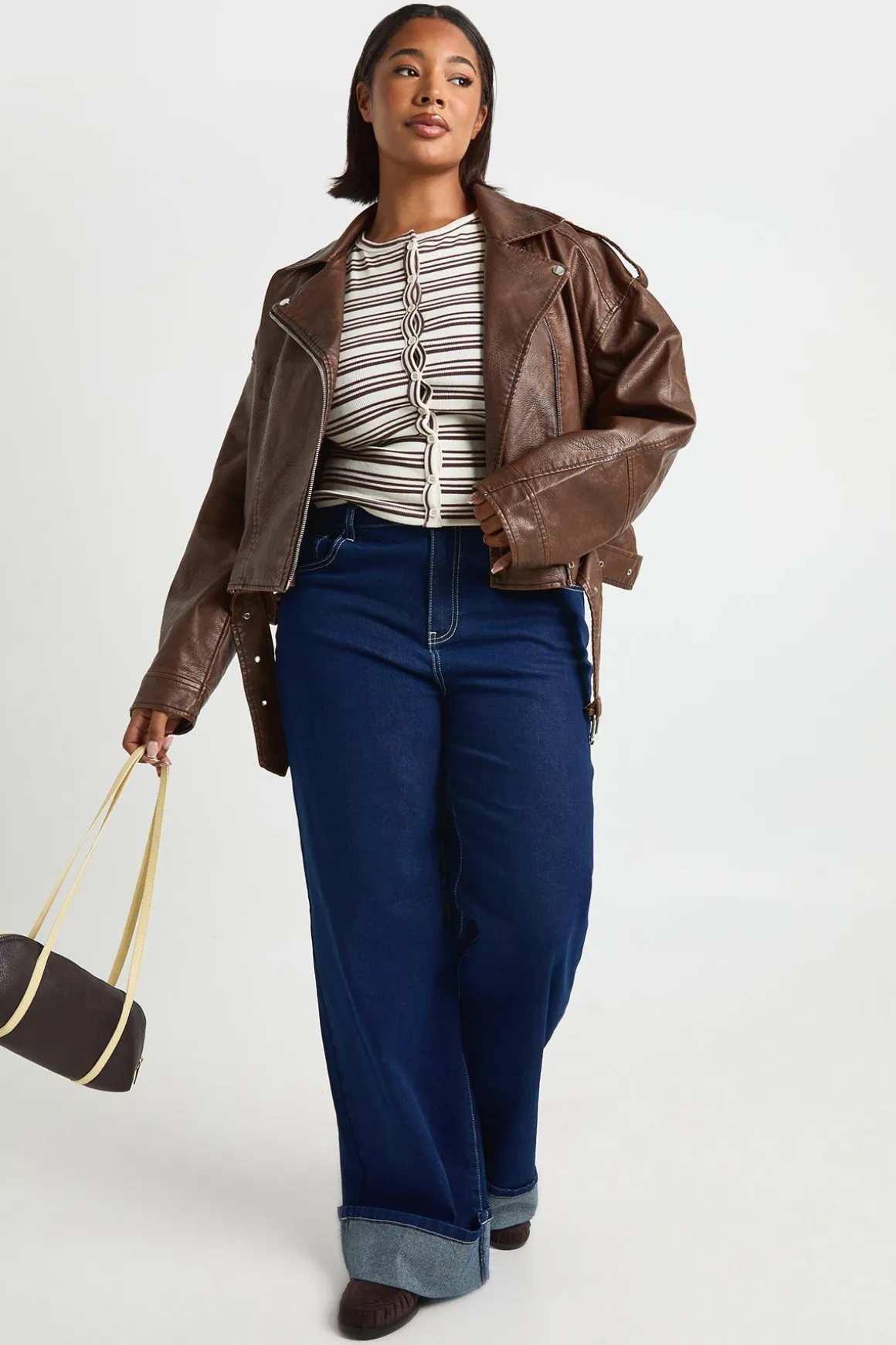 Plus Vintage Veste de Motard Crop en synthétique