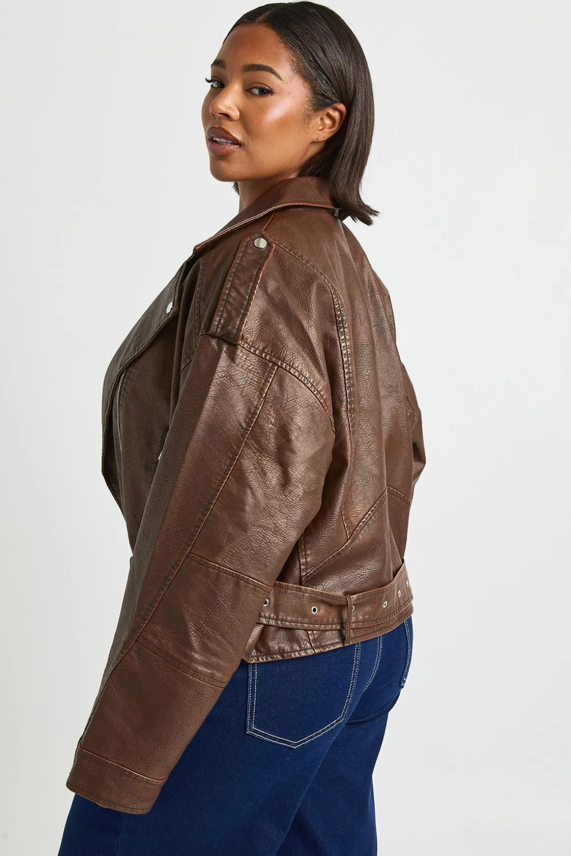 Plus Vintage Veste de Motard Crop en synthétique
