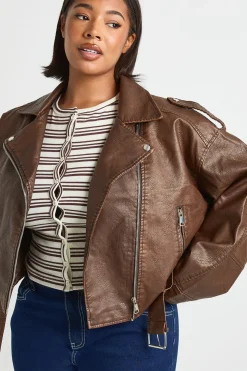 Plus Vintage Veste de Motard Crop en synthétique