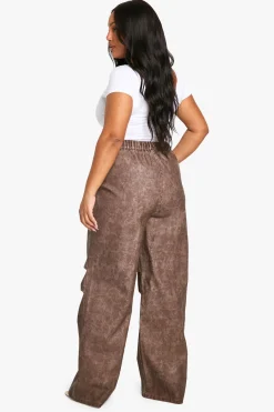Plus Vintage Wash Pu Slouchy Dad Trouser