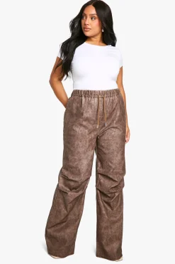 Plus Vintage Wash Pu Slouchy Dad Trouser