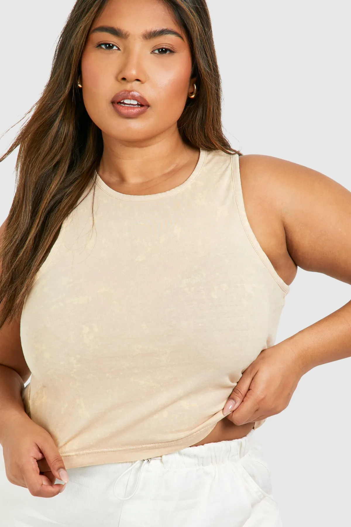 boohoo Plus Washed Rib Racer Vest<Femme Tops