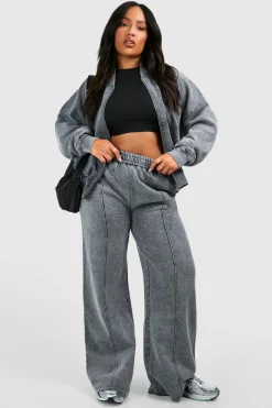 Plus Washed Survêtement Bomber à zip intégral et pantalon droit