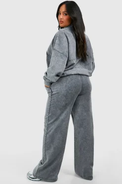 Plus Washed Survêtement Bomber à zip intégral et pantalon droit