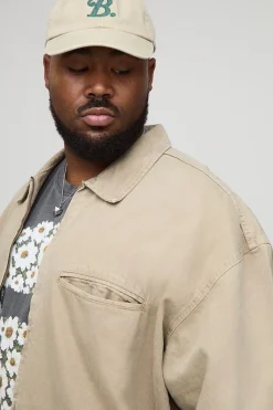 boohooMAN Plus Washed Zip Up Denim Overshirt<Homme Denim|Tout Afficher