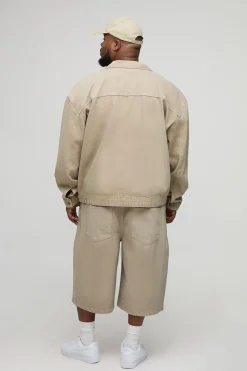 boohooMAN Plus Washed Zip Up Denim Overshirt<Homme Denim|Tout Afficher