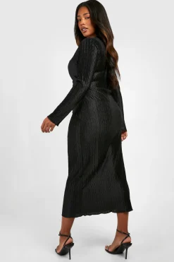 Plus Wave Robe midaxi plissée enveloppante